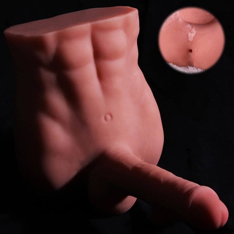 Male Sex Doll with Flexible Dildo, 2 in 1 Realistic Torso Sex Dolls 7 Inches Huge Penis for Masturbation, Tight Anal Hole for Gay Sex Toys Unisex Masturbator for Women Men Couple Sex Toy Torso Dildo