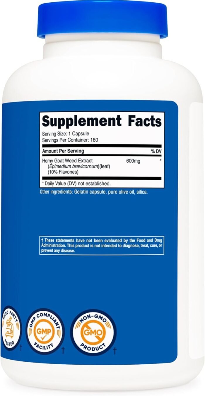 Nutricost Horny Goat Weed Extract (Epimedium) - 180 Capsules, 180 Servings, 600mg Per Capsule - Image 5