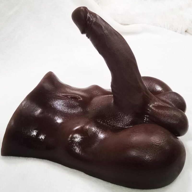 Black Anal Dildo Torso Male Sex Doll for Women and Gay Masturbation Whit TPE Flexible 7.87" Penis, Female Masturbator Torso for Sex Orgasm Pleasure, Unisex Woman Adult Sex Toy for Solo Couples