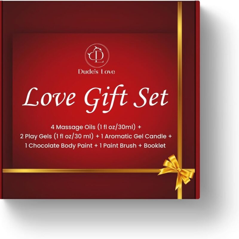 Love Gift Set - Valentine Day Couples Gift | All Organic Massage Oils for Date Night,Chocolate Body Paint, Play Gel & Scented Candle Fun Travel Kit | Special Night Romantic Unforgettable