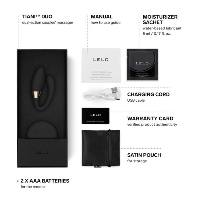 LELO TIANI Duo Couples Vibrator for Men and Women with 2 Powerful Motors and 8 Vibrations Settings, Completely Waterproof Adult Sex Toys for Couples, Sex Toys for Her, Vibrator for Couples, Black - Image 2