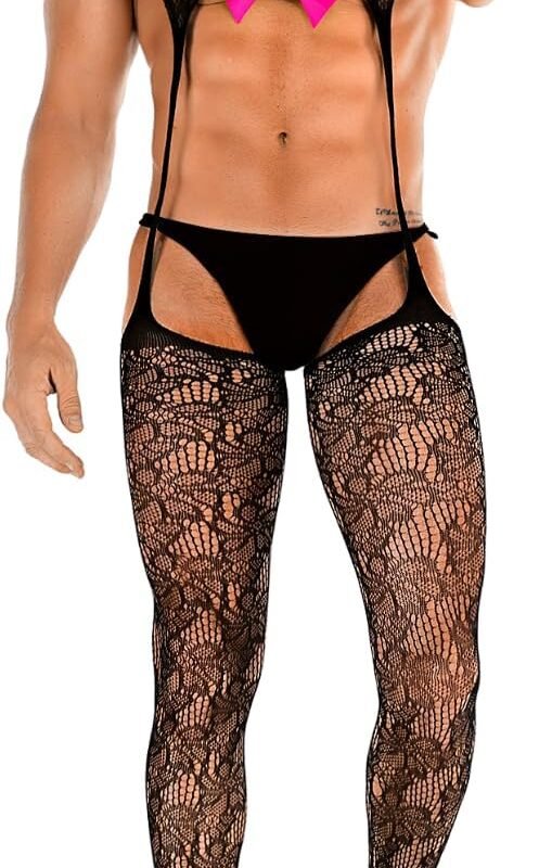 Men's Sexy Lingerie, Satin Bow, Fishnet Lingerie, Gift For Him