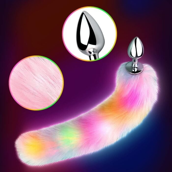 FST Sexy Fox Tail Anal Plug Sex Foreplay Glowing Adult Toys Fashion Role-Playing Alloy Anus Stopper Furry Pink Faux Fox Tail Couples Lover Flirting Libido Stimulation Toys (L) - Image 6