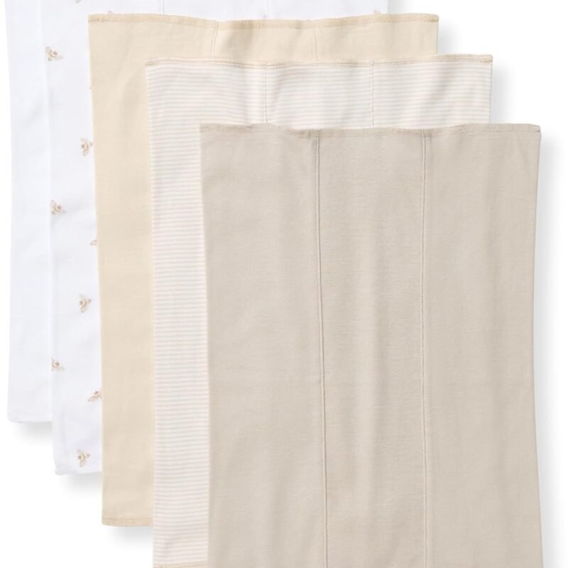 Burt's Bees Baby Infant Burp Cloths, 100% Organic Cotton Extra Absorbent Soft Fabric Drool Cloths, 5-Pack Newborn Must-Have Essential Large Burping Cloths, One Size 17 x 11.75 Inches
