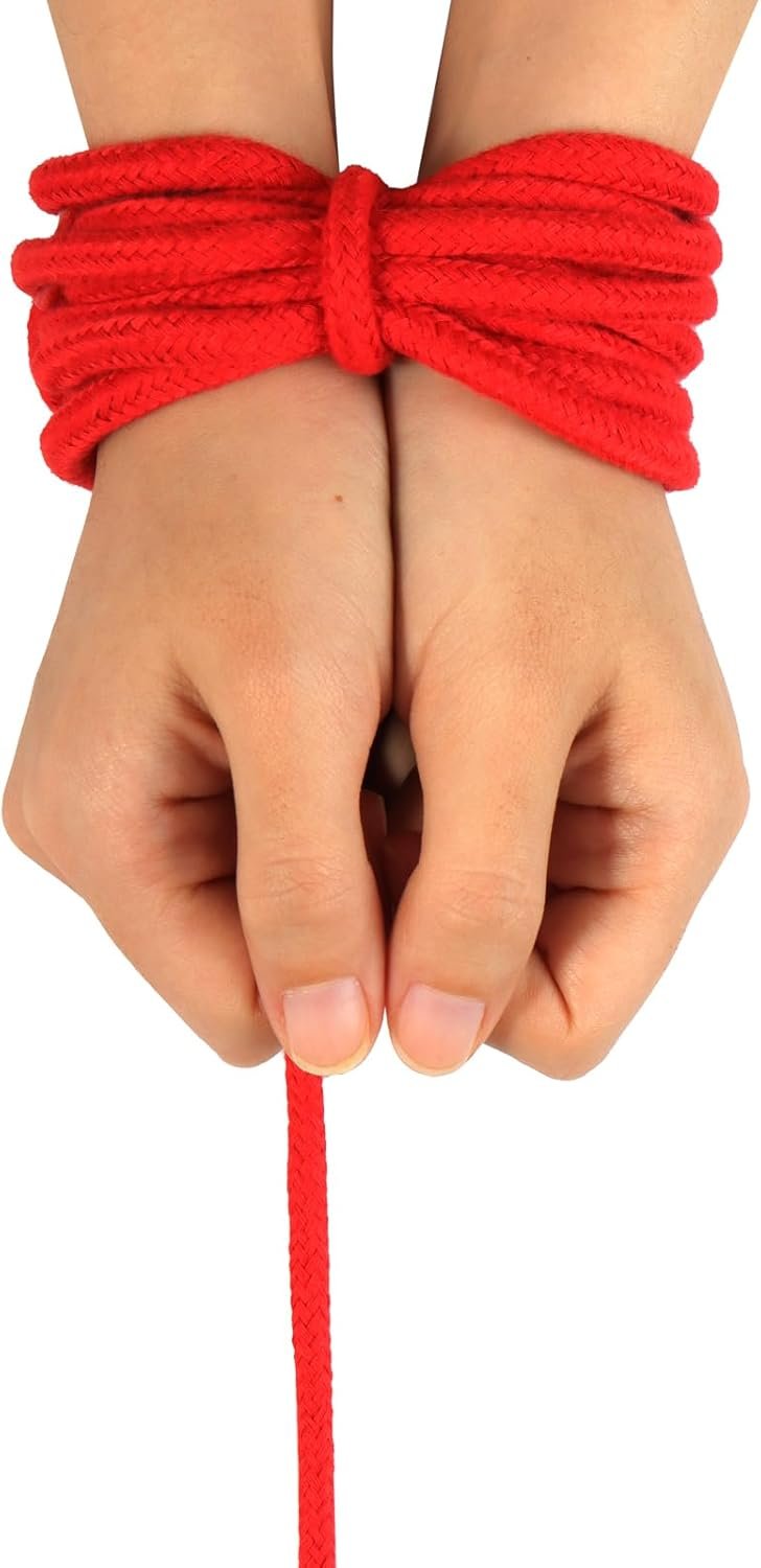 Fumwase BDSM Shibari Rope Kit Sex Bondage Rope 3pcs 32 Feet 10m 7mm Soft Cotton BDSM Beginner Kit Rope Black Red Purple Adult Sex Toys for Women Men Couples - Image 7