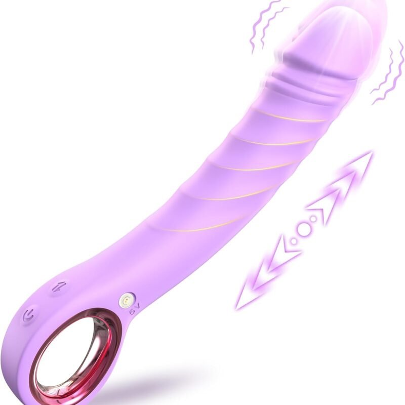 Thrusting Dildo Vibrator-8.3" G Spot Vibrator Womens Sex Toys with 7 Vibrating & 7 Thrusting Modes,Adult Toys Dildos for Women Clitoral & Men Anal Stimulation,Sexual Pleasure Tools for Women (Purple)