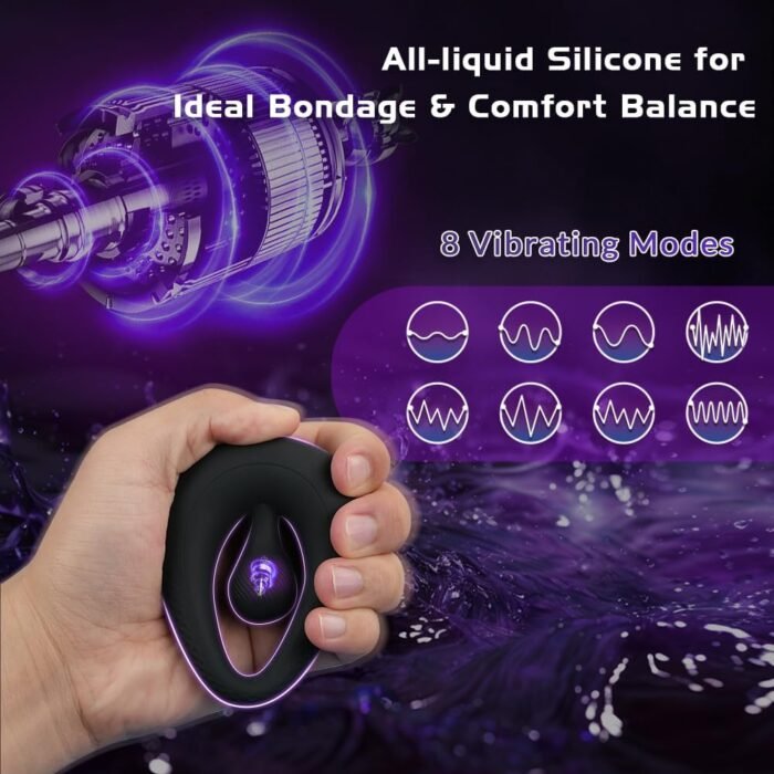 Vibrating Cock Ring with 360° Adjustable Bead Clitoral Stimulator, Pleasure Penis Ring Vibrator Couples Adult Sex Toys for Men Women, LITLLS Soft 8 Vibrations Male Couple Sex Toy Game for Men Erection - Image 5