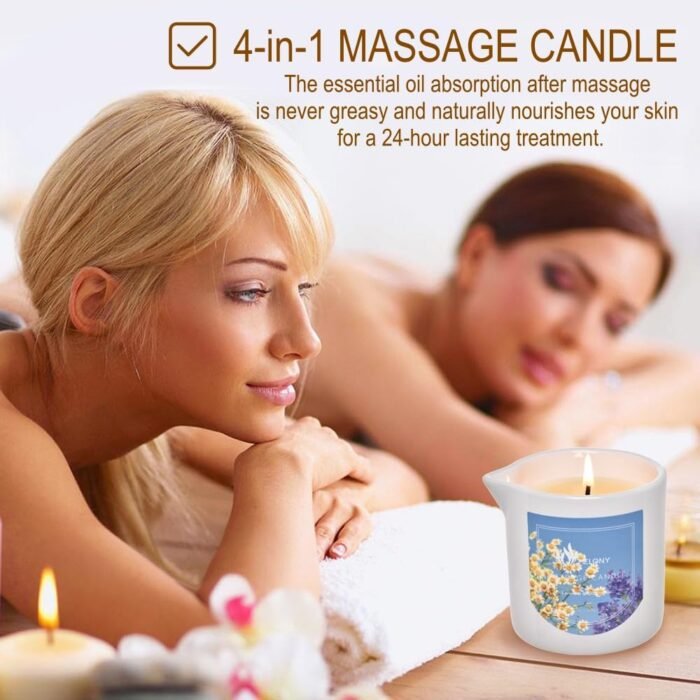 MELONY Massage Oil Candle, Moisturizing Massage Oil & Lotion Candle, 8.1oz, Luxurious Gift for Men or Women (Lavender Chamomile) - Image 3