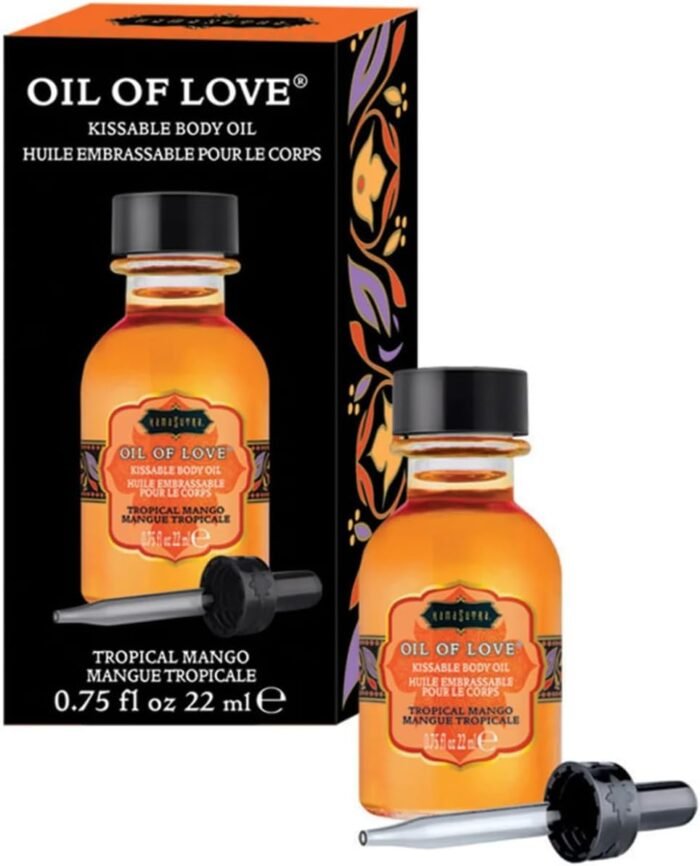 KAMA SUTRA Oil of Love Tropical Mango - .75 fl oz - Kissable Warming Body Topping for Oral Foreplay Fun. Delicious Lickable Flavor for Couples, Women, and Men. Water-Based.