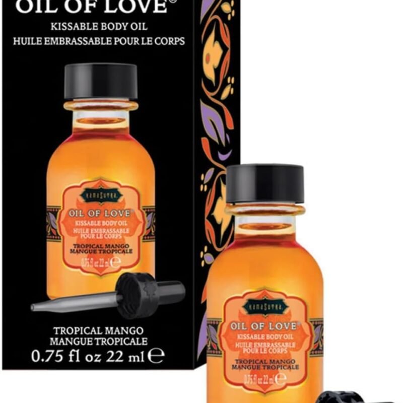 KAMA SUTRA Oil of Love Tropical Mango - .75 fl oz - Kissable Warming Body Topping for Oral Foreplay Fun. Delicious Lickable Flavor for Couples, Women, and Men. Water-Based.
