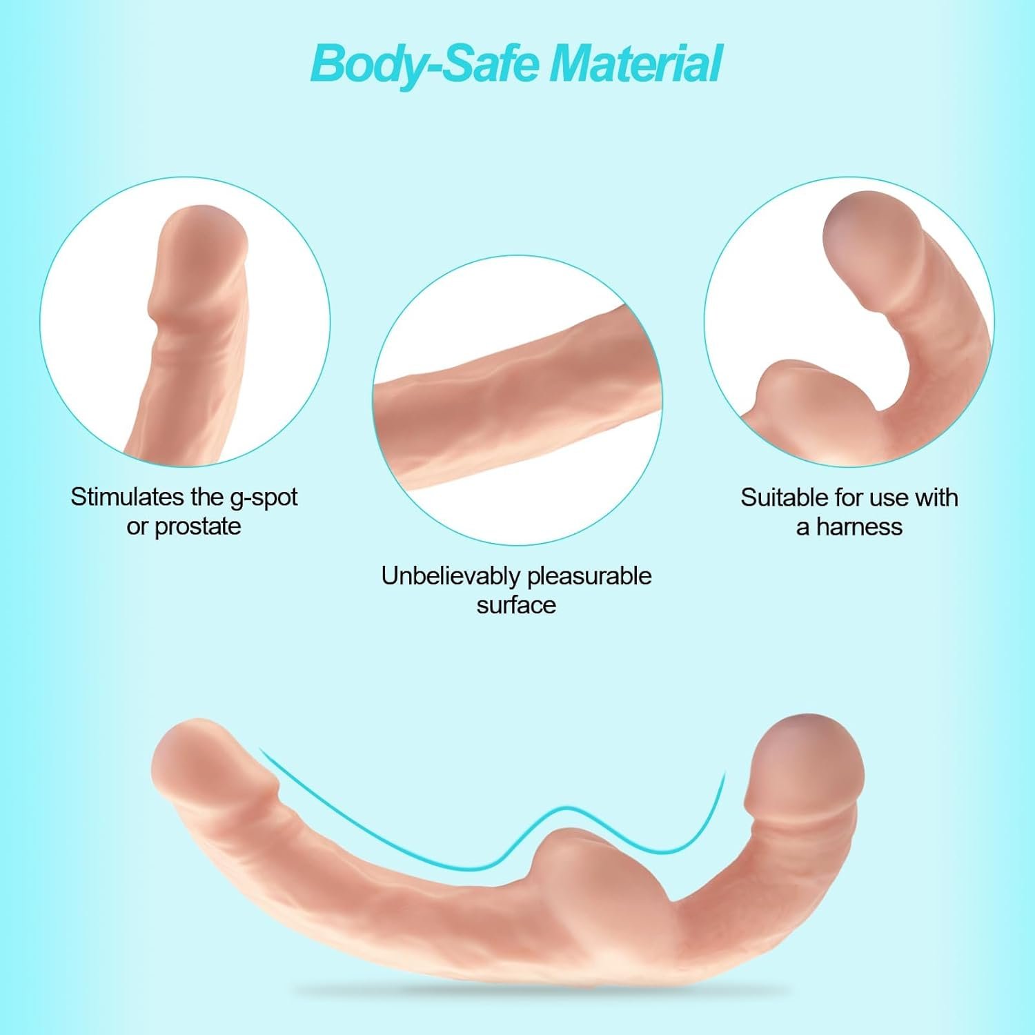 Double-Ended Realistic Dildo, Strapless Strap-On G-Spot Dildo for Lesbian, Flexible Anal Dildos Butt Plug Double Dong Penis with Glans for Vaginal Anal Play, Adult Sex Toys for Women Men Couple - Image 2