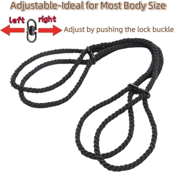 Rope Handcuffs Ankle Cuffs 2 Pcs BDSM Bracelets Wrist Cuffs Sex Bondage Restraints Sex Toys Adjustable Handmade Ropes SM Adult for Women Men (Black) - Image 4