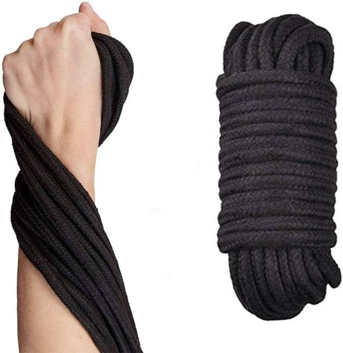32 feet/10m BDSM Bondage Soft Cotton Rope for Sex Restraints for Couples 8mm Soft Silk Rope Solid Braided Twisted Ropes Black - Image 5
