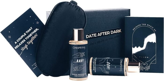 OpenMity Massage Oil for Couples – Date Night Box with Relaxing Massage Oil Set for The Perfect Date Night, Including Two Different Massage Oils and Scratch Off Card