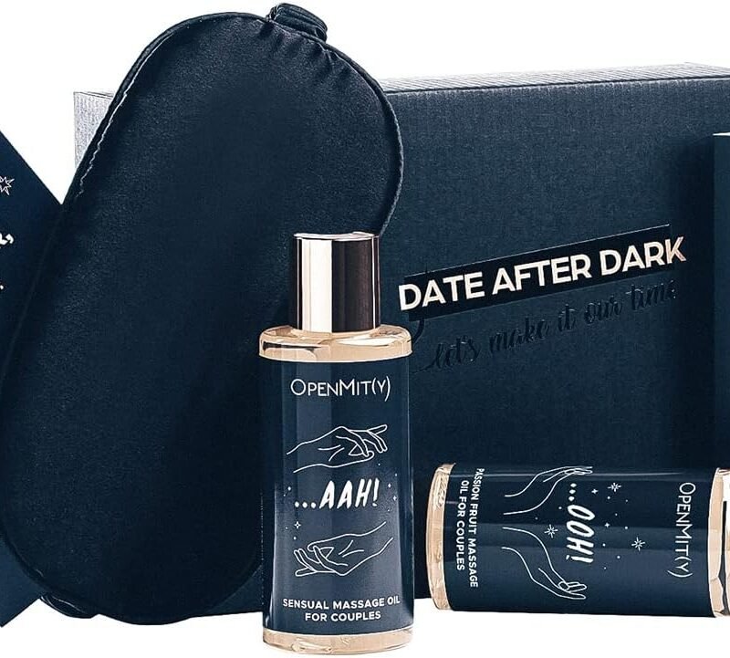 OpenMity Massage Oil for Couples – Date Night Box with Relaxing Massage Oil Set for The Perfect Date Night, Including Two Different Massage Oils and Scratch Off Card