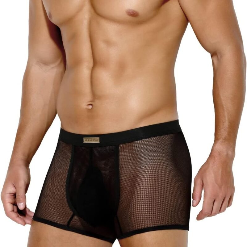 Arjen Kroos Sexy Underwear for Men Breathable Mesh Boxer Briefs Comfort Soft Trunks