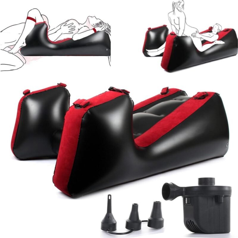 Inflatable Sex Sofa Chair with Electric Air Pump, Yocare Sex Bondage Furniture Ramp Cushion, Couples BDSM Toys Deeper Position Support Pillow, PVC Flocked