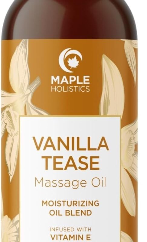 Vanilla Sensual Massage Oil for Couples - Irresistible Full Body Massage Oil for Date Night with Smooth Gliding Coconut and Sweet Almond Oil with Dreamy Vanilla Scent - Non GMO Gluten Free and Vegan