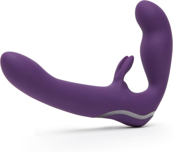 Lovehoney Desire Luxury Vibrating Strapless Strap On Dildo - 8 Inch Silicone Double Ended Dildo for Women - Rabbit Vibrator for Clit Stimulation - Adult Sex Toy - Waterproof & Rechargeable - Purple