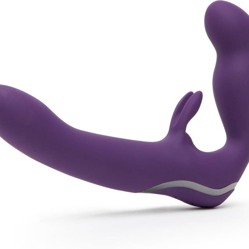 Lovehoney Desire Luxury Vibrating Strapless Strap On Dildo - 8 Inch Silicone Double Ended Dildo for Women - Rabbit Vibrator for Clit Stimulation - Adult Sex Toy - Waterproof & Rechargeable - Purple