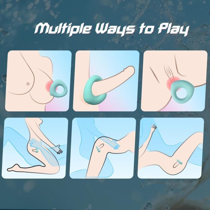 Full Liquid Silicone Soft Vibrating Cock Ring, 0.09LB Mint Green APP Pleasure Penis Ring Vibrator Couples Adult Sex Toys for Men Women, HOESDIK 10 Vibrations Male Couple Sex Toy Game for Men Erection - Image 8