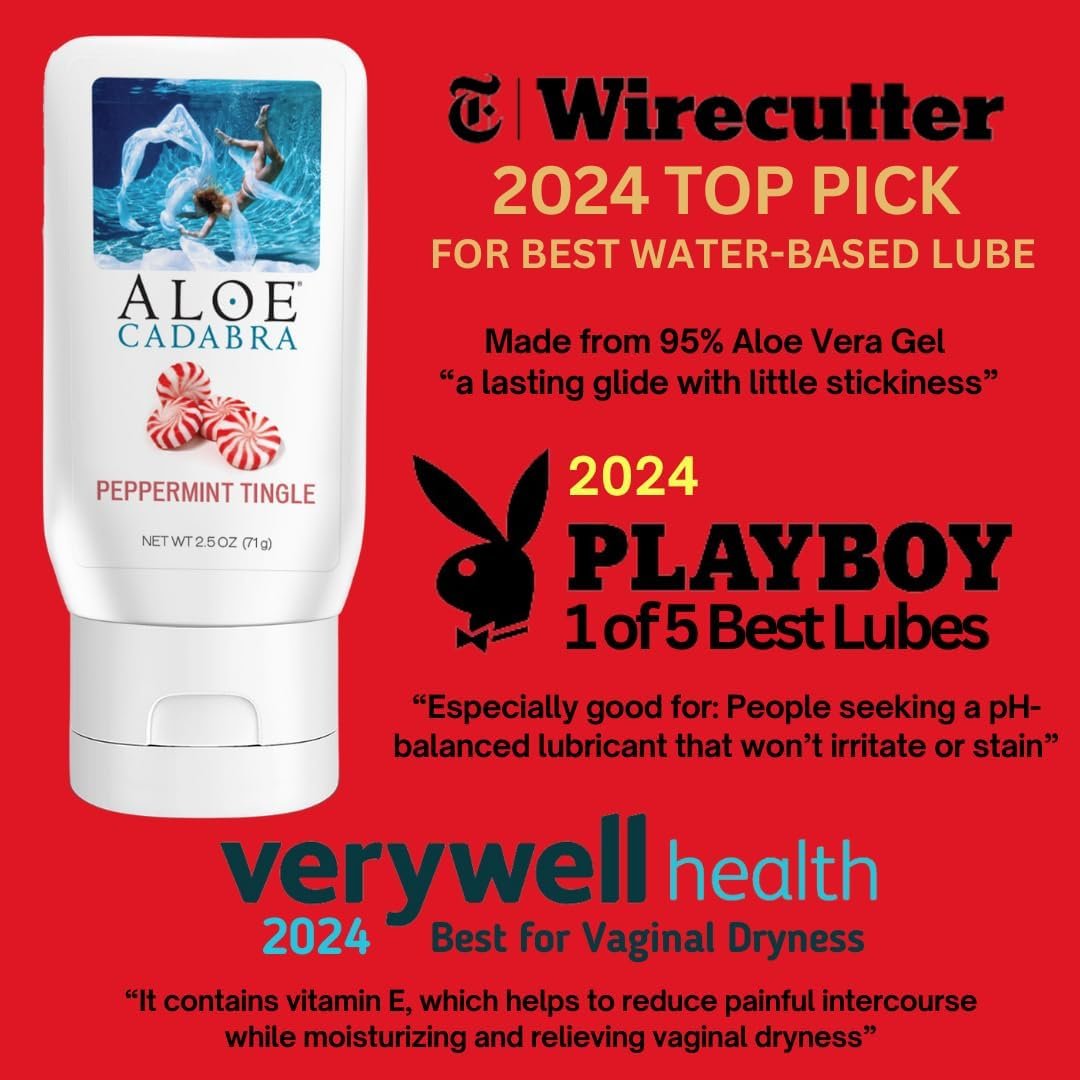 Aloe Cadabra Flavored Personal Lubricant and Vaginal Moisturizer, Organic Edible Aloe Lube for Men, Women and Couples, Non-Staining, pH Balanced, Toy Compatible (Peppermint, 2.5 Ounces, 1 Pack) - Image 5