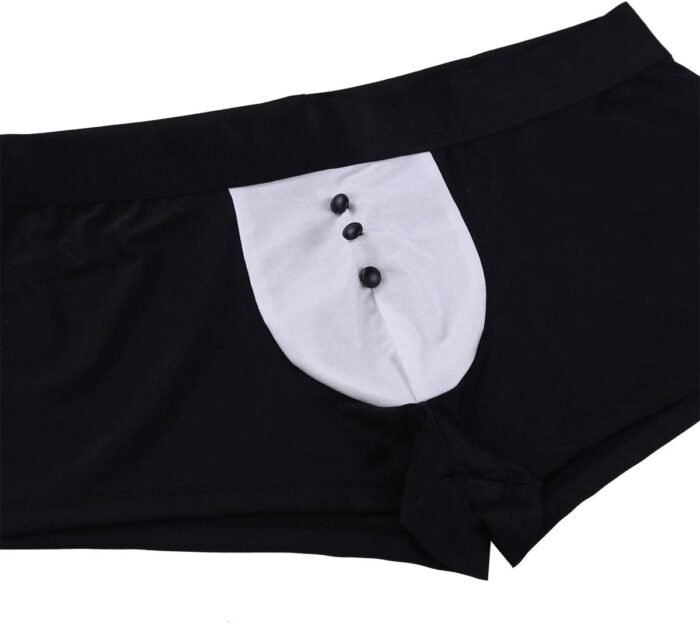 YiZYiF Men's 4 Pieces Sexy Bow Tie Collar Boxer Briefs Tuxedo Costume Outfits Set - Image 8