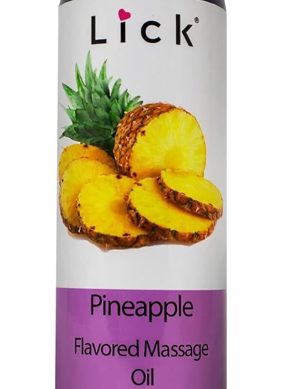 Lick Pineapple Flavored Massage Oil with Vitamin E, Coconut, Sweet Almond Oil for Lovemaking, Date Night, Nuru Yoni Massage Therapy, Safe & Edible