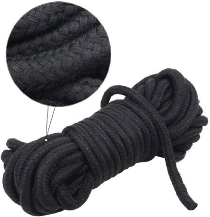 32 feet/10m BDSM Bondage Soft Cotton Rope for Sex Restraints for Couples 8mm Soft Silk Rope Solid Braided Twisted Ropes Black - Image 3