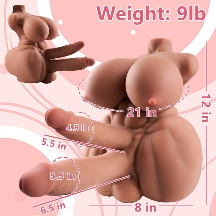 Shemale Sex Doll FUTA Sex Toy Torso Two Dildo Male Masturbator with Flexible Dildo for Women, Big Breasts and Vaginal Anal Trans Sex Doll for Men Transsexual Torso Toys - Image 2