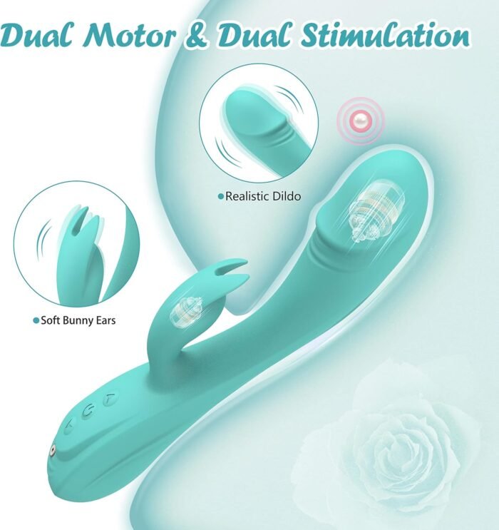Rabbit Realistic G Spot Vibrator Sex Toys, 7 * 7 Vibrating Modes 8.4'' Couple Vibrators Anal Dildo Wand Adult Toys, Adult Sex Toys for Women and Couples Pleasure (Light Green) - Image 5