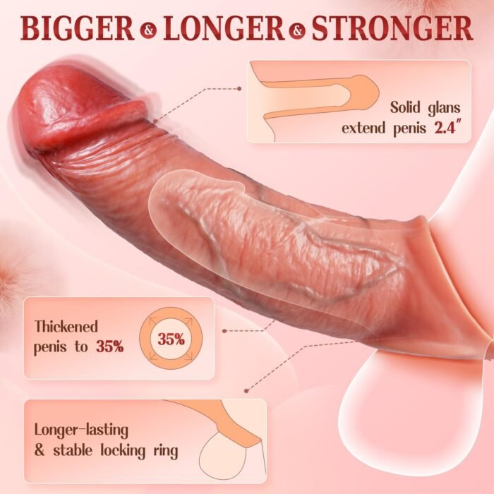 Penis Sleeve Cock Sleeve Vibrator - FYSHAVO 4IN1 Realistic Adult Male Sex Toys for Men Penis Extender Vibrating Cock Ring 9 Modes, App Remote Control, Elastic Penis Ring to Enlarge for Men Couples - Image 3