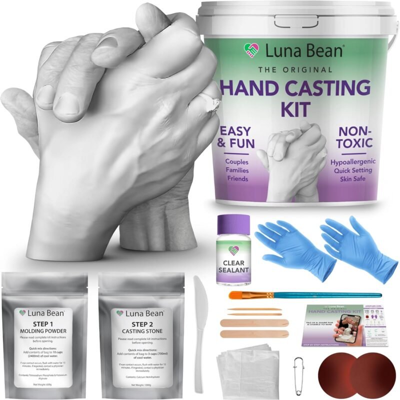 Luna Bean Hand Casting Kit โ Gifts for Women and Men, Wedding Gifts, Couple Anniversary and Bridal Shower Hand Molding Kit - Crafts for Adults Parents Kids Mom Dad Mother Father