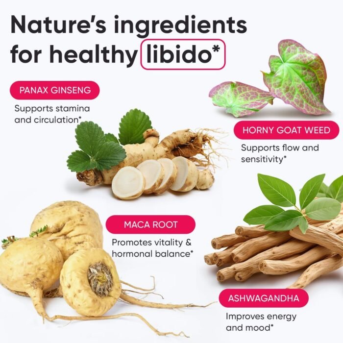 Female Libido Booster for Women - Drive, Energy and Intimacy Enhancement Pills - All-Natural Libido Enhancer with Maca Root, Ashwagandha Extracts - 60 ct - Image 4