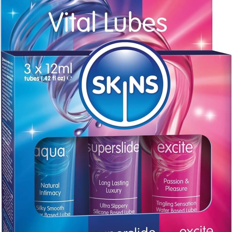 SKINS Vital Sex Lube Set - 3 Premium Lubricants: Water Based, Tingle, Silicone