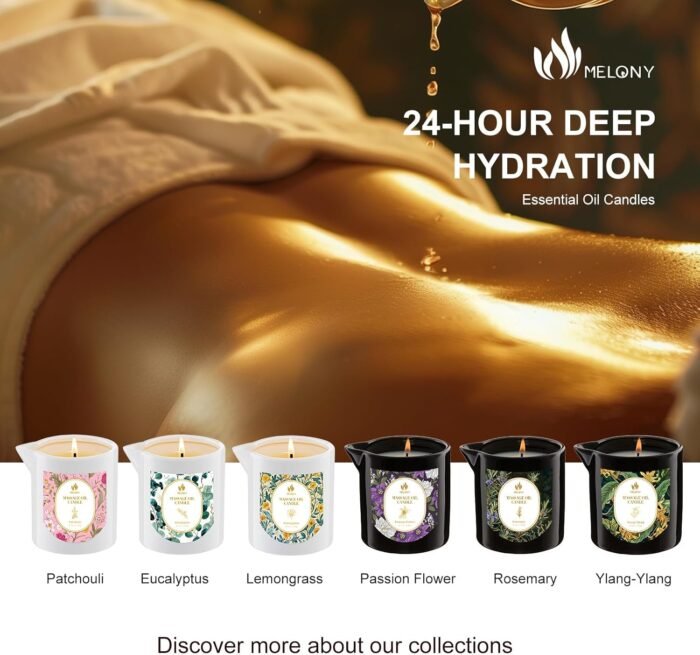 MELONY Massage Oil Candle, Essential Oil Infused, 8.1OZ, Low Temp Body Oil Candle, Intensive Skin Treatment Candle,Natural Soy Wax Lotion Candle for Relaxation, Romantic Gifts (Eucalyptus) - Image 8
