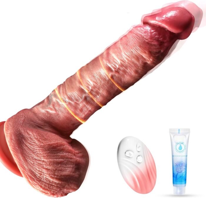 8.6'' Thrusting Dildo - Vibrator Sex Toy with 9 Thrusting & 9 Vibrating Modes & Heated Strong Suction Cup for Hands-Free Use, IPX7 Waterproof Skin-Friendly Silicone - Sexual Pleasure Tools for Women