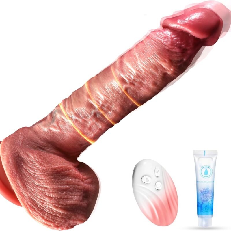 8.6'' Thrusting Dildo - Vibrator Sex Toy with 9 Thrusting & 9 Vibrating Modes & Heated Strong Suction Cup for Hands-Free Use, IPX7 Waterproof Skin-Friendly Silicone - Sexual Pleasure Tools for Women