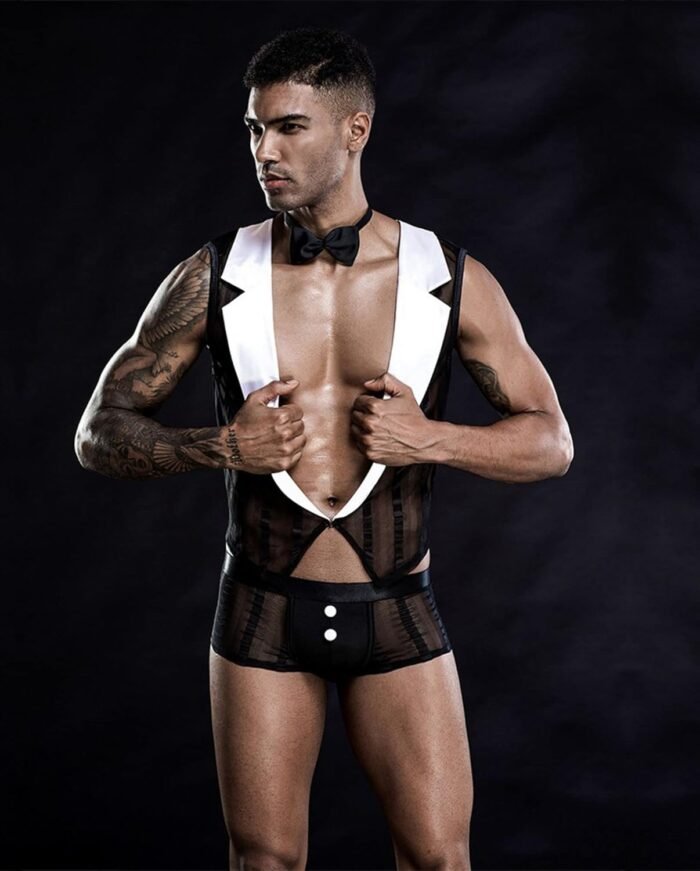 Mens Butler Waiter Cosplay Costume Tuxedo Sexy Lingerie Set Role Play Servant Dress Uniform Gay Bar Nightclub Outfit - Image 3