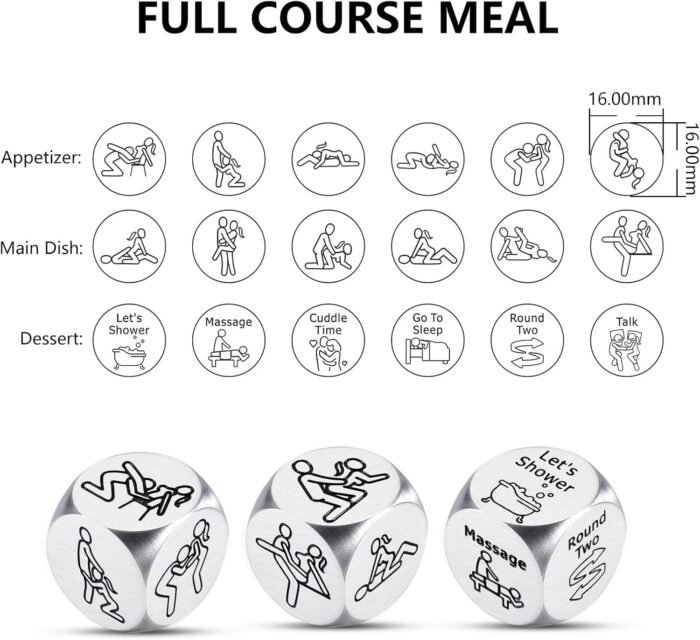 Sex Dice Adult Sex Toys Couples Games Date Night Dice Ideas Gifts for Boyfriend Girlfriend Romantic Gifts for Husband Wife Birthday Anniversary Steel Gift for Men Women Stocking Stuffer Valentines Day - Image 2