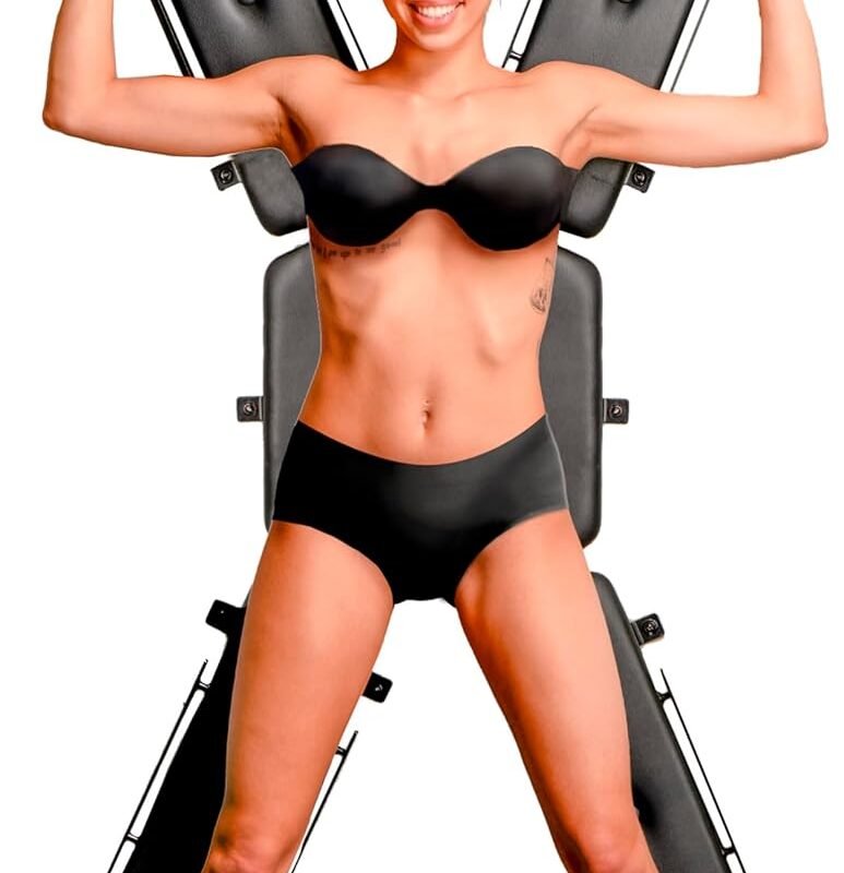 MASTER SERIES Masters St. Andrew's Cross Bondage Furniture for Men, Women, & Adult Couples, Durable Frame and Multiple Attachment Points for Restraints, Handcuffs, & BDSM Accessories, 1 Piece, Black
