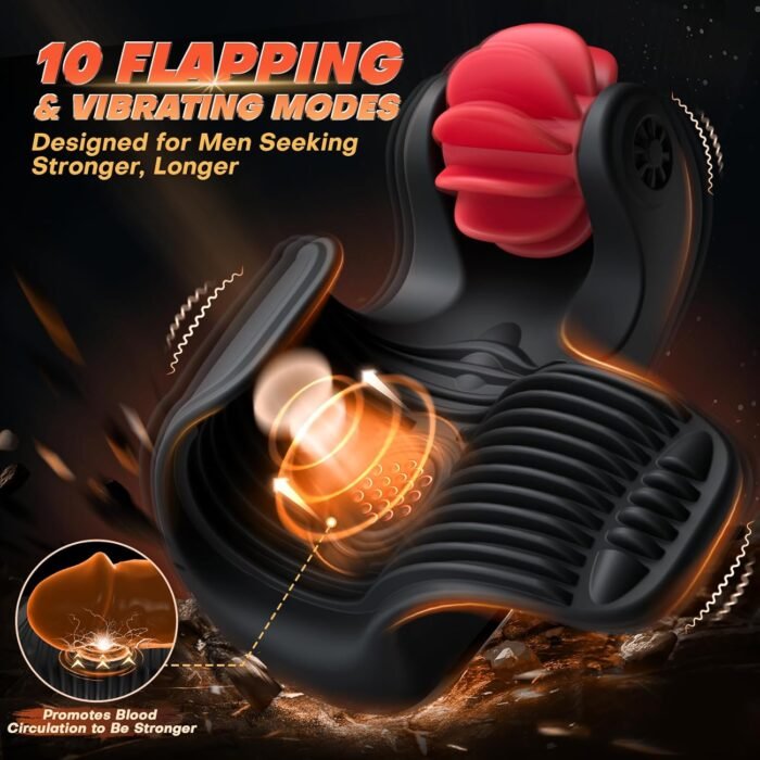 Male Sex Toys for Men Orgasm,Male Masturbator Penis Training Vibrator, 360°10 Tongue-Licking & Tapping & Vibrating Sex Toy Male Stroker Trainer, Mens Penis Trainer Masturbators Adult Sex Toys Men Gays - Image 3