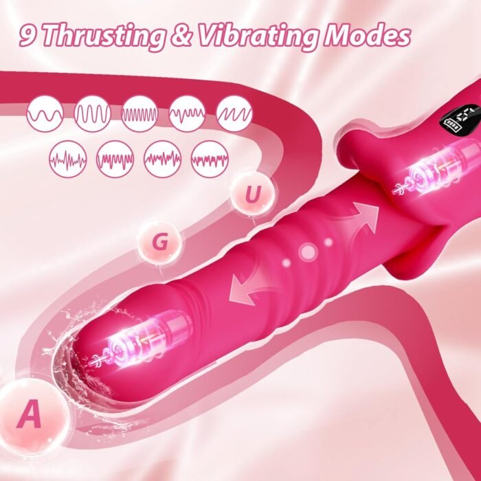 Thrusting Dildo Vibrator Sex Toys, G Spot Vibrator Women Sex Toys with 9 * 9 Thrusting & Vibrating Modes, Mouth Shaped Realistic Dildos Adult Toys with LED Display, Adult Sex Toys & Games - Image 2