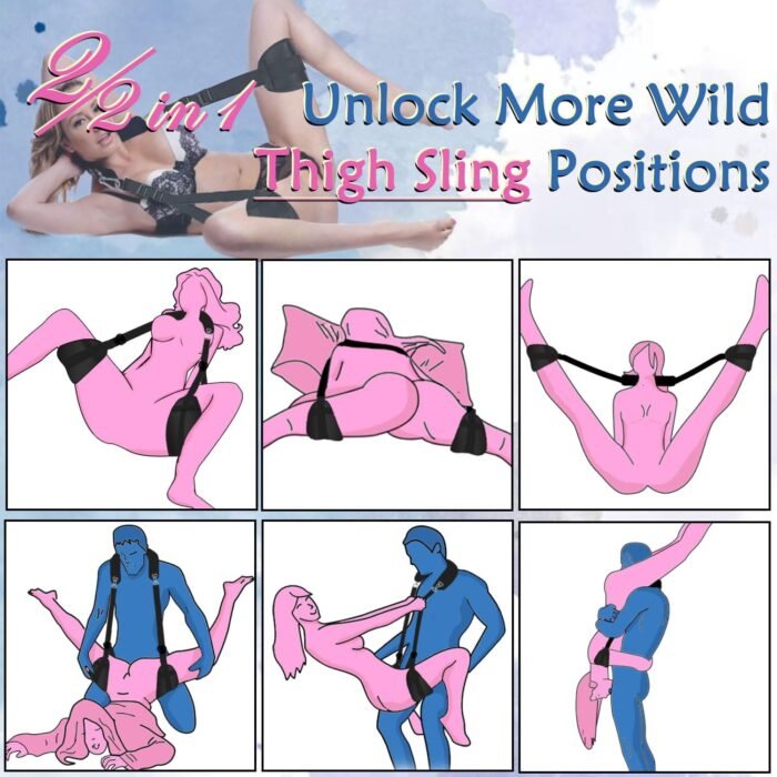 Sex Swing Bondage Restraints BDSM Toys, Selver 2 in 1 Door Sex Swing & Thigh Sling with Adjustable Straps, BDSM Kit Couples Toys with Leather Plush Cushion - Image 3