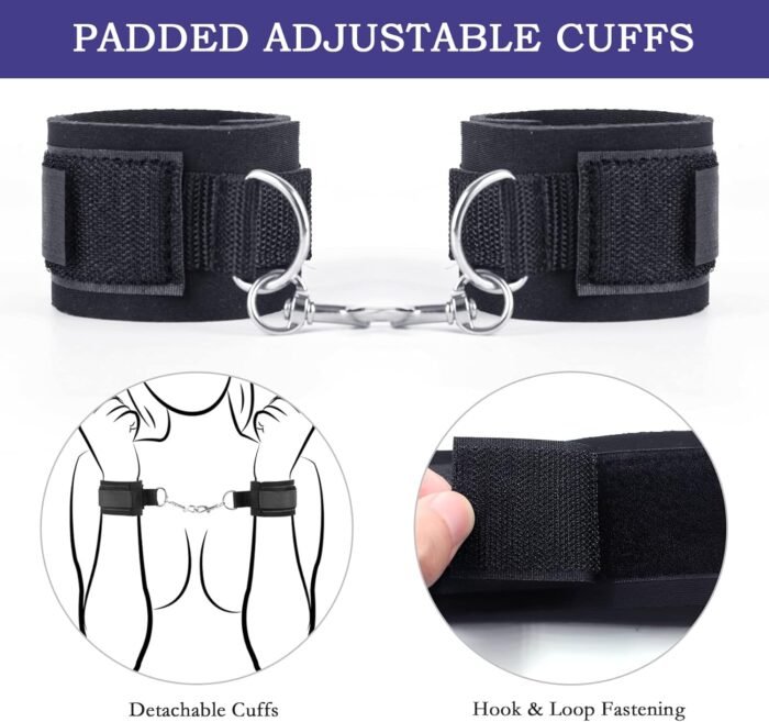BDSM Bondage Sex Toys Restraints, Couples Sex Toy Handcuffs Adjustable Sex Cuffs Sex Restraints Straps Wrist-to-Thigh, Restraint Set Adult Sex Toys for Couple - Image 2