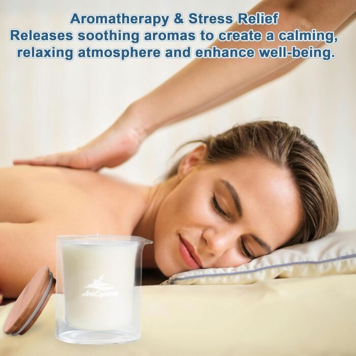 Soy Massage Oil Candle, 6.5 OZ Beautiful Double Layer Glass Low Temp Vanilla Candle, Moisturizing Essential Oil Body Massage Candle For Home & Spa, Intensive Skin Treatment Candle (Vanilla) - Image 6