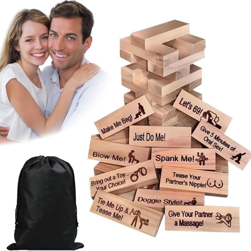 Lust Tower Games Super Naughty Block Tower Game for Couples Adults Valentine Tumbling Wooden Tower Stacking Blocks Game for Date Night Ideas for Lover Drunking Games