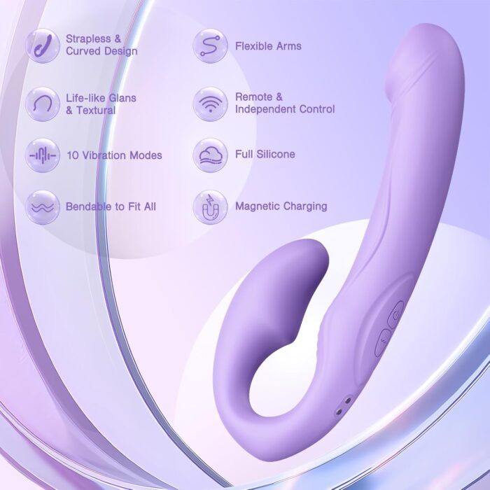 Tracy's Dog Strapless Strap-On Dildo Female Sex Toys, Full Silicone Realistic Double-Ended Dildos Adult Toys with 10 Vibrations & Remote Control, G Spot Dildos Sex Toys for Women Lesbians Couples - Image 2