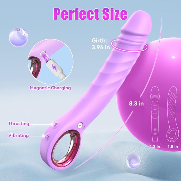 Thrusting Dildo Vibrator-8.3" G Spot Vibrator Womens Sex Toys with 7 Vibrating & 7 Thrusting Modes,Adult Toys Dildos for Women Clitoral & Men Anal Stimulation,Sexual Pleasure Tools for Women (Purple) - Image 5