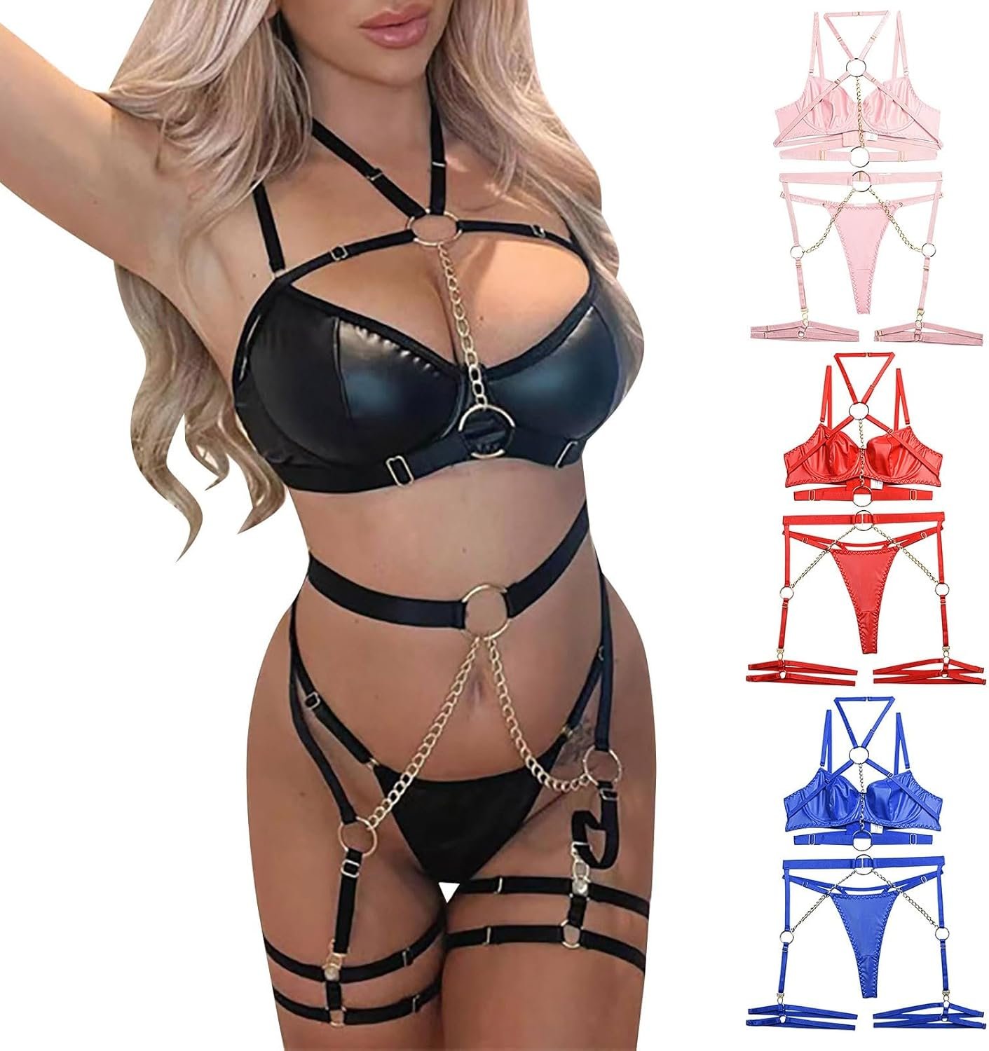 Womens Lingerie Fishnet Dress Strap Sexy Lingerie Jumpsuit Garter Lingerie Sets Naughty Lingerie Black Lingerie For - Image 2